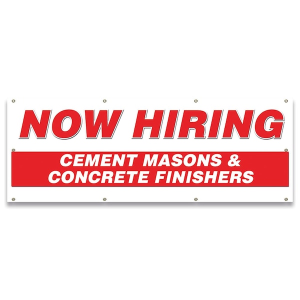 Now Hiring Cement Mixers & Concrete Finishers Banner Apply Inside Accepting Application Single Sided